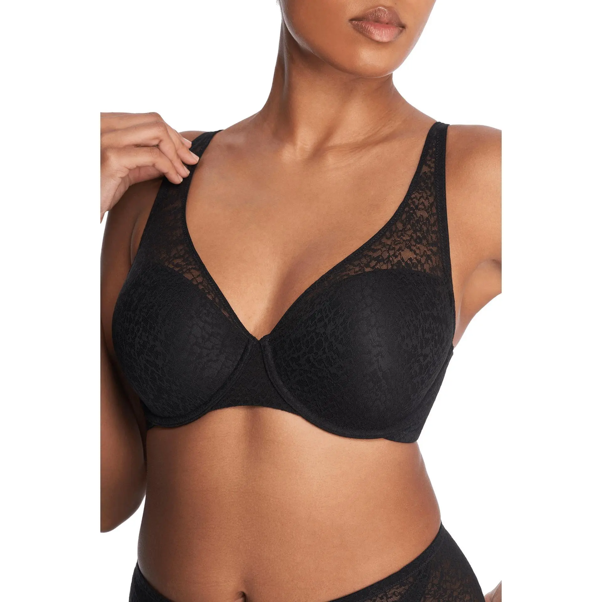 Women's Natori Pretty Smooth Style Full Fit Contour Underwire Bra - Polyester-Nylon-Jersey Elastane Blend Fabric, Lightweight Stretch, Adjustable Straps, Outer Lace Tank Neck, Built-Up Back, Hand Wash Dry, Smooth Panels, Full Coverage