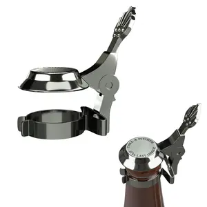 German Style Beer Stein Clip-On Lid for Bottles – Chrome Finish Metal Bottle Cap Cover – Keeps Bugs & Debris Out – Novelty Party Accessory & Gift for Beer Lovers – Fits Most Standard Bottles