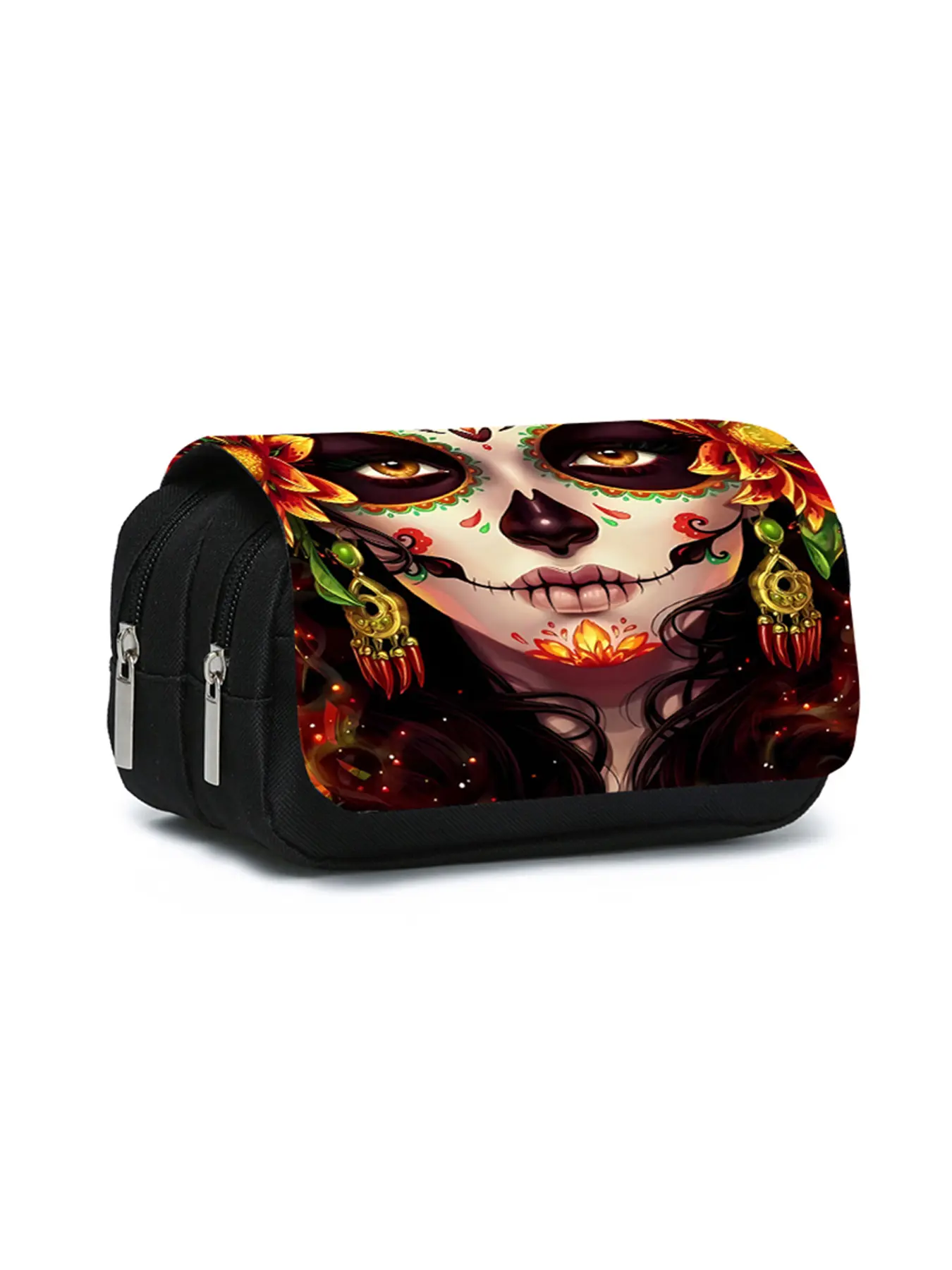 Mask pattern printed double layer flip pen bag Pencil Bag