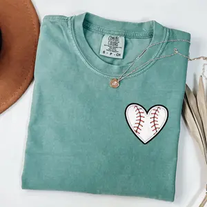 Comfort Colors Baseball Heart Shirt, Custom Baseball Shirt, Baseball Mom Shirt, Baseball Heart Shirt, Baseball Fan shirt, Mothers Day gift