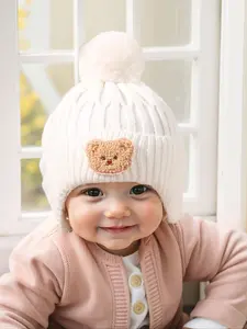 Baby Girl Newborn Toddler Pom-Pom Beanie Hat, Cozy Knit Winter Warm Heart Cute Hat, Outdoor Baby Accessories Bonnet