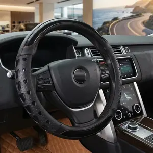 Premium PU Leather Steering Wheel Cover with Heart-Shaped Pattern Anti-Slip Wear-Resistant Universal Fit for All Cars Year-Round Comfort Sports Style Interior Upgrade