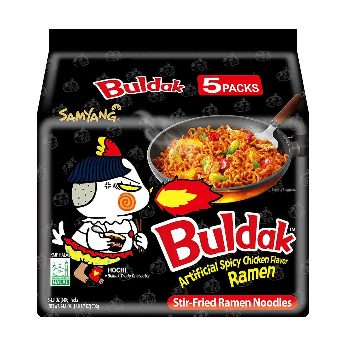 Samyang Buldak Spicy Chicken Ramen Noodles - 5 Pack (700g) - Authentic Korean Instant Noodles, Halal Certified, Extra Hot Flavor
