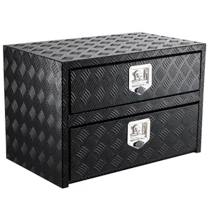 GARVEE 24" Aluminum Truck Tool Box w/Drawer, Two-Tier Organizer Design for Truck Bed Tools, Secure with Lock & Keys, Waterproof Underbody Toolbox for Pickup, Truck Bed, RV, Trailer, 24"x 18"x 20"