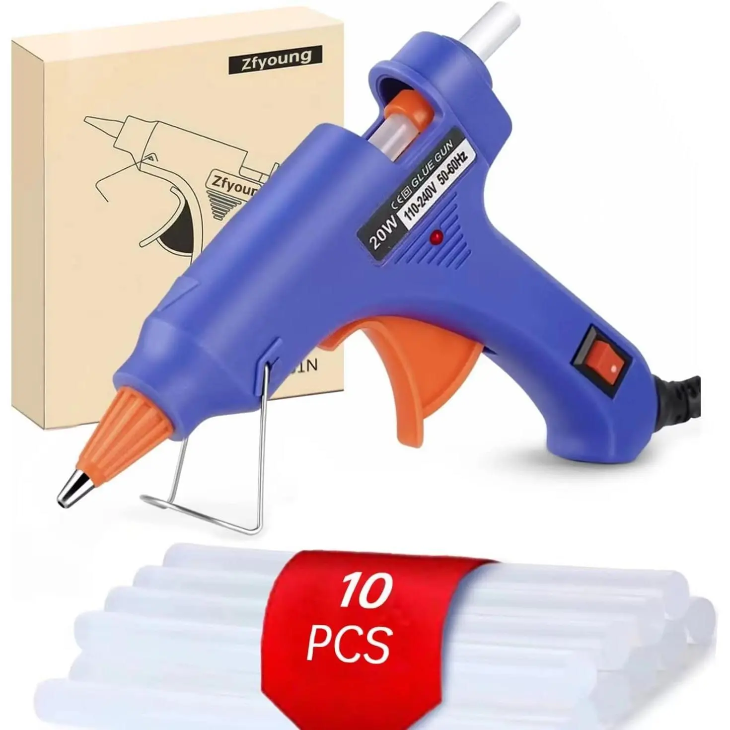 Mini Hot Glue Gun With 10pcs Glue Stick Hot Glue Gun Set For Quick Repair Artist DIY Art Home 20w Blue