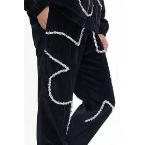 Dahlia Velour Pants Black