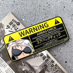 Cartoon Car Sticker Warning Airbag Check Warning Decal Anime Waterproof Car Accessories Stickers SH40 Mini Cooper Accessories