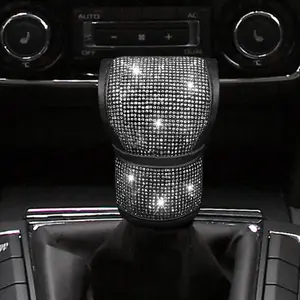 Automotive Diamond-Embellished Gear Shift Cover — Rhinestone-Studded Gear Knob Sleeve & Shift Lever Protector