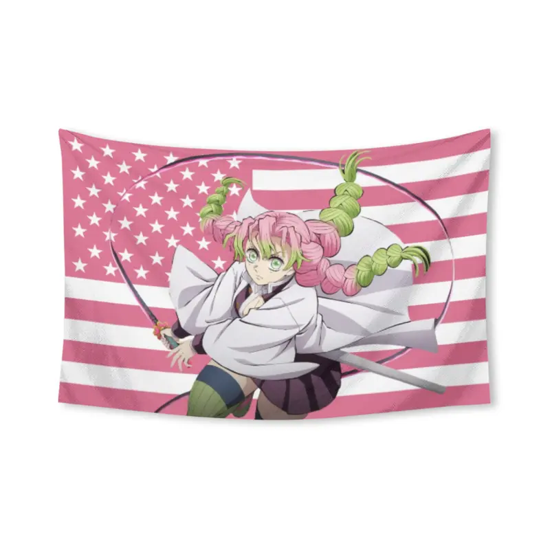 Mitsuri Kanroji Tapestry American Flag Anime Demon Slayer: Komatsu