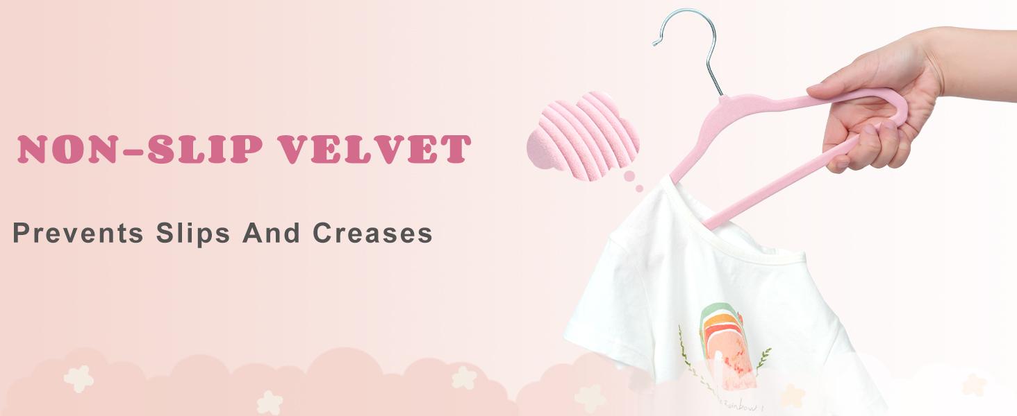 BAGAIL 50 Pack Kids Velvet Hangers 11/14 Inches Children's Clothes Hangers Non-Slip Baby Hangers for Infant/Toddler