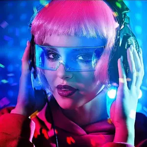 Party Glasses, LED Light Up Glasses for Adult, LED Glasses with 7 Colors and 5 Modes, Futuristic Style Glasses for Cosplay Festivals Halloween Bars Clubs Parties