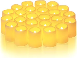 24 Flickering Flameless Votive Candles - 200+ Hour Battery  (Batteries Included)  -Operated LED Tealights for Weddings, Christmas, and Indoor-Outdoor Decor - Decorative Home Lighting christmas decor christmas hauls