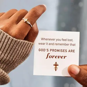 Gods' Promises Are Forever Infinity Cross Ring Inspirational Jewelry Engraved Faith CZ Cross Ring for Daily Wear god is with you forever