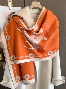 Women's Fall Winter Elegant Animal Print Scarf, Faux Fur Design Warm Fashion Accessory, Soft Thick Woven Fabric for Ladies, Fringe Detail, Animal Motif