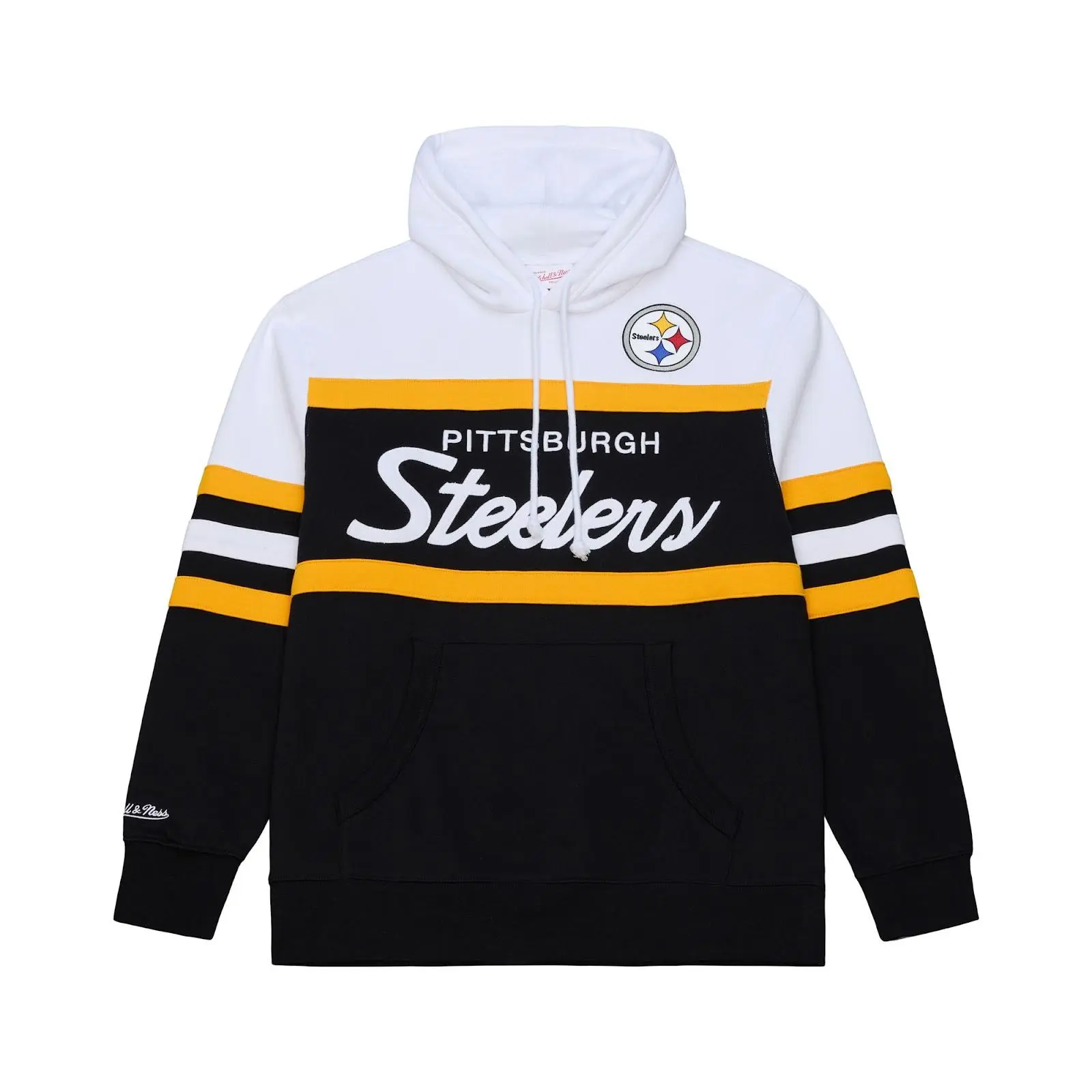 Pittsburgh Steelers Black Head Coach Hoodie NFL Throwback Sweatshirt Fleece Vintage Fan Gear Mitchell & Ness