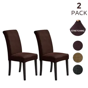 Elastic Dining Chair Covers Set of 2/4/6, Stretch Chair Slipcover, Universal Chair Cover, Detachable Chocolate Color, Durable and Stylish Design, Protective Seat Protectors