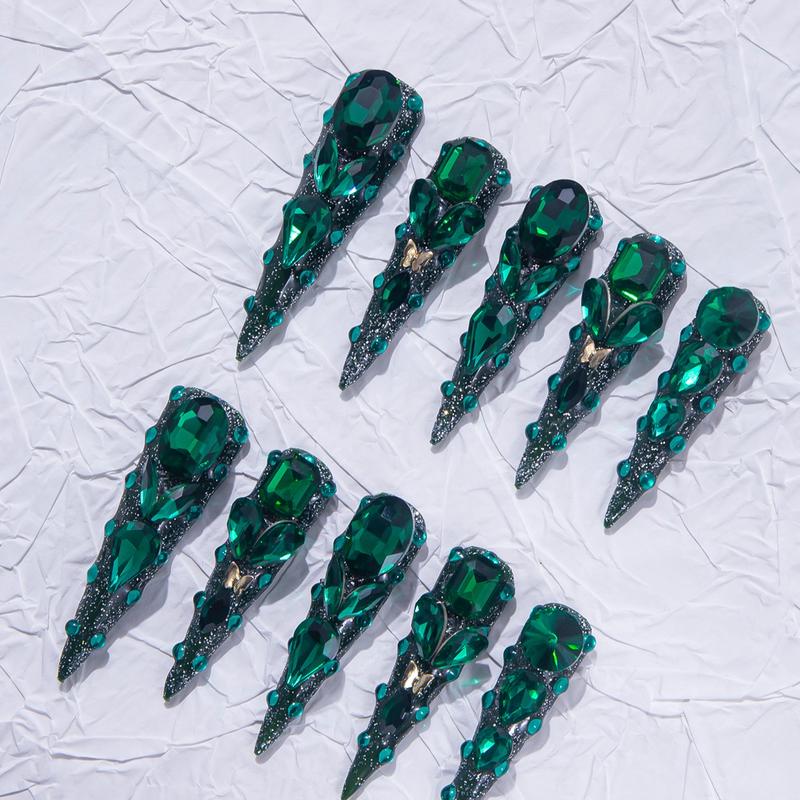 Nailssbysheccid, 10pcs-Y2K press on nails, duck nails, 100%handmade, with French, 3D, smudt, hand-drawn designs, perfect for family dinners, dates, weddings, and the best gift for girls! Jelly gel, crystal sticks and rolling sticks are given as gifts.