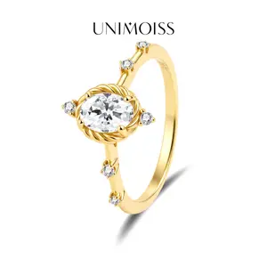 UniMoiss Moissanite 1ct Vintage Aura Ring Silver-Plated Twist of Fate Ring Silver-Plated Wedding Engagement Anniversary Valentine's Day Birthday Gift Daily Wear Jewelry