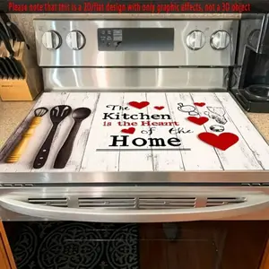JOYFINITY [Heat Resistant Stove Cover] Heat Resistant 1pc 2D/Flat "Kitchen Is The Heart Of Home" Love And Kitchen Theme Furnace Cover Protector| Durable Design, Suitable For Valentine's Day Or Romantic Dinner Environments