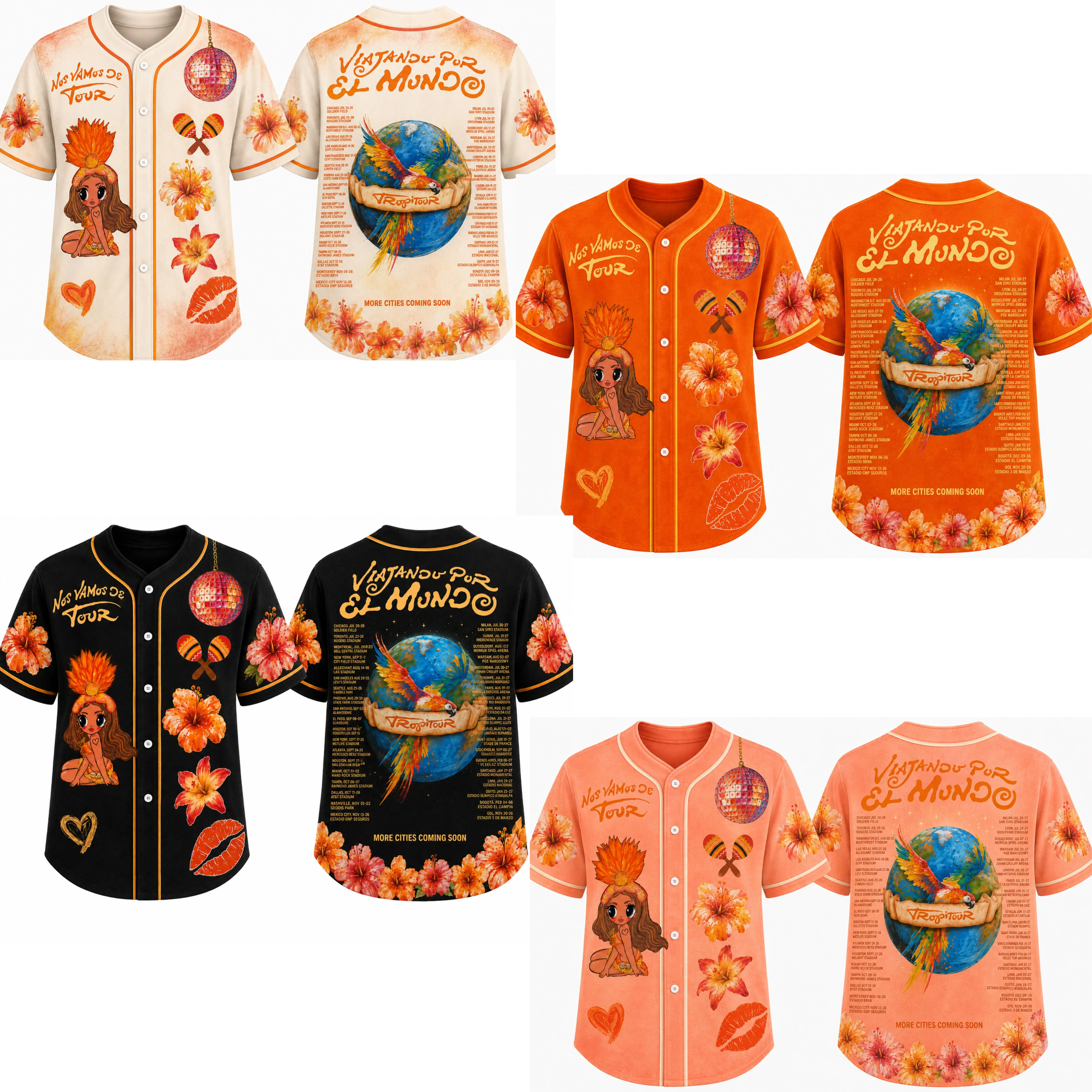 Limited Drop Tee Baseball Jersey Latin Music Tour Inspired |  Viajando Por El Mundo Tropitour Limited Edition Jersey Baseball Jersey, Cute Doodle Design Outfit, Gift for Fans
