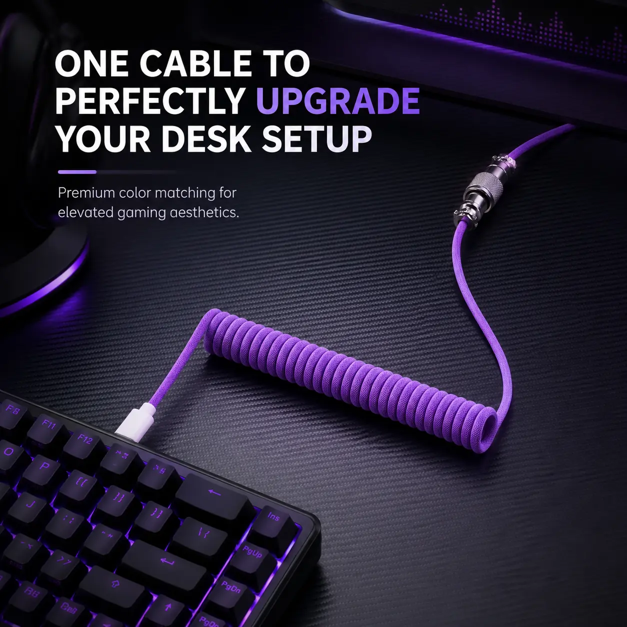 USB-C gaming cable high speed，USB-C cable for gaming keyboard Coiled Aviator Cable for Mechanical Keyboard, USB-C Detachable Braided Cable, 8K Fast Response for Gaming Desk Setup