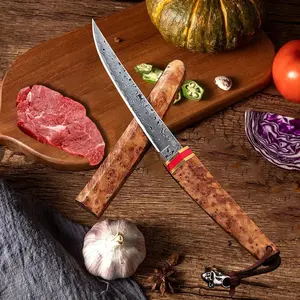 Damascus steel steak knife, fish cutting knife, suitable for kitchen, camping cooking barbecue, with exquisite box, very suitable for gift