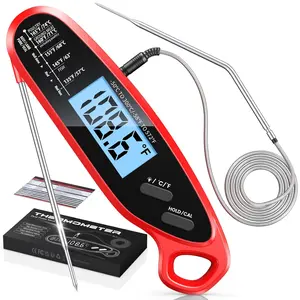 Instant Read Meat Thermometer Digital with Dual Probe, Food Thermometer for Cooking & Grilling, Large Backlit & Calibration, for Kitchen/Oven/Grill/Smoker/BBQ/Candy/Oil/Fry, Gifts for Mom & Dad