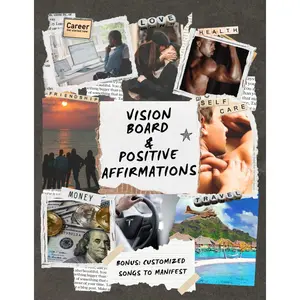 Vision Board Book For Men: Vision Board Supplies For Men- Pictures, Quotes and Affirmations. Bonus: Powerful Songs To Manifest Faster and Other Techniques Paperback – January 2, 2025