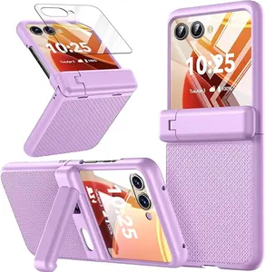 for Motorola Razr 2025 Case/Razr 2024 Case Built-in Front Screen Protector，Hinge Protection＆Kickstand，Drop Protection] Shockproof Full Body Phone Case for Moto Razr 2025/2024 Casing Protective