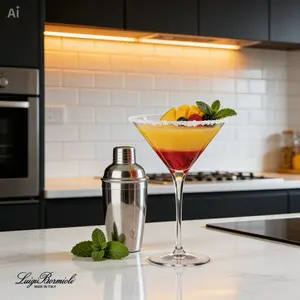 Luigi Bormioli Crescendo 10 oz Martini Glass Cup Tumblers, Set of 4, Stylish Washable Drinkware, Ideal Birthday Gift
