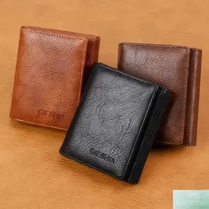 Men’s RFID Protected Trifold Wallet Card Holder - Genuine Cowhide Leather, Dual ID Slots, Multiple Card Slots
