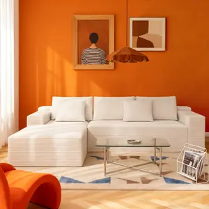 【#SummerVibes】【2 Packages Shipping】Oversized 106" Cloud Velvet L-Shaped Chaise Lounge Sofa Modular Upholstered Sectional Couch with Convertible Sofa Bed Boneless Soft Cushion for Living Room Bedroom Modern Cob Style Comfort Couches Comfy Couch