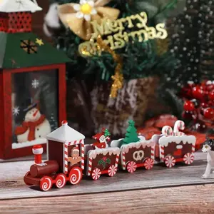 Christmas Train Painted Wooden Christmas Decorations Mini Christmas Tree Train Christmas Table Decorations Party Decorations