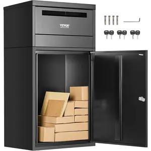 VEVOR Package Delivery Boxes for Outside, 38.6 in Mailbox for Parcel with Lock, Galvanized Steel Package Drop Box with Anti - Theft Design, Weather - Resistant Package Mailbox for Home and Office, BlackVEVOR Super Brand Day