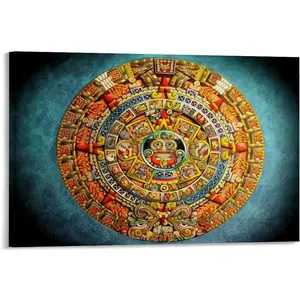Wall Poster Egypt Aztec Mayan Culture Mayan Aztec Calendar2 Home Living Room Bedroom Decoration Gift Printing Art Poster Frame-style 12x08inch(30x20cm) Artwork