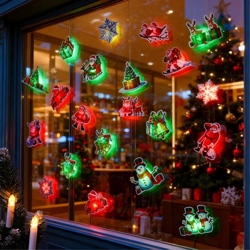 BougeRV  Christmas 3D Glowing Wall Decals, Christmas Wall Decals, Glow in The Dark Walldecals, Glowy Santas Twinkly for Xmas Party Bedroom