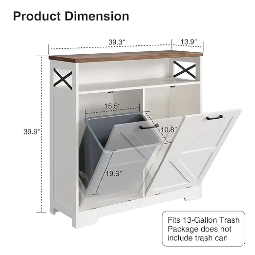 White-2 x13 Gallons(Can hold two trash cans)