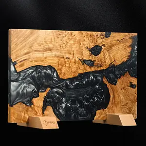 Extra Large "Onyx" Magnetic Kitchen Knife Block - Holds Up to 16 Kitchen Knives - Beautiful Black Resin & Natural Wood Blend, Universal Chef and Kitchen Knife Holder - Senken Knives