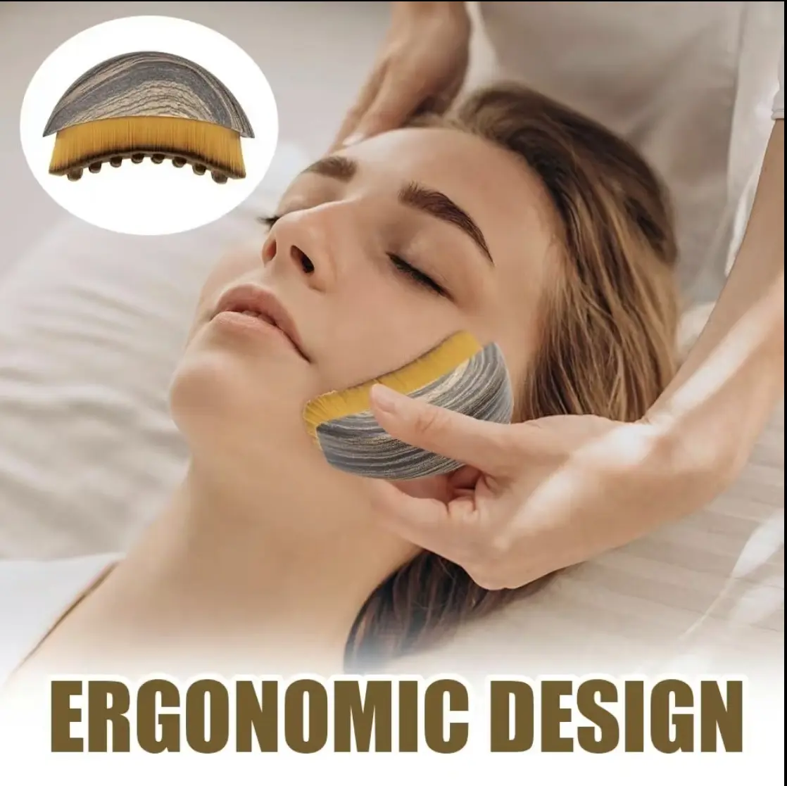 2PCS Face Lymphatic Contour Brush - Gentle Dry Brushing Skincare Tool, Waterproof Materials, Precisely Fitted for Jawline & Chin Sculpting, No Discomfort, No Scratching Daily Massager, Define Jawline, Lymphatic Drainage Brushing, Sculpts Lower Face, Smoot