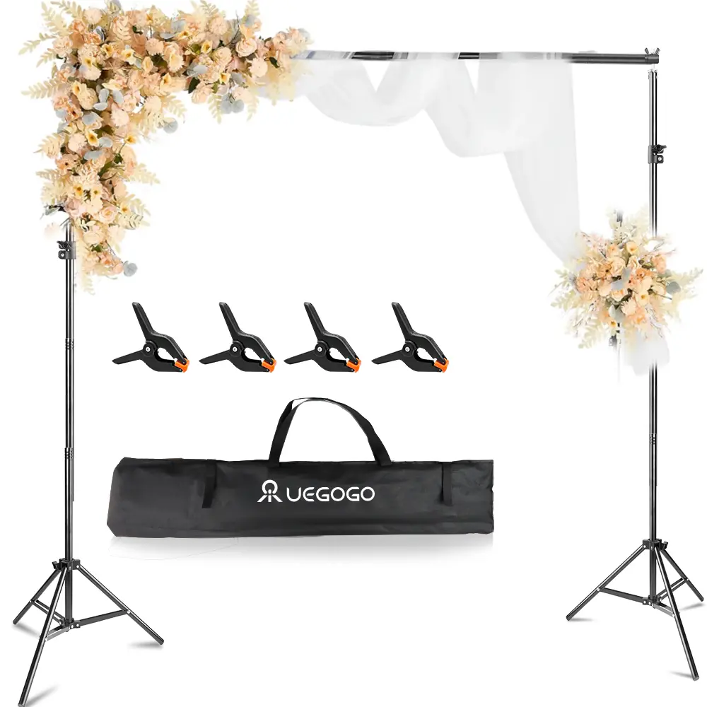 7.5×10 ft Heavy-Duty Backdrop Stand Kit, 10ft with 4 Clamps & Portable Carry Bag, Ideal Decor Prop for Parties, Weddings, Photo Studios