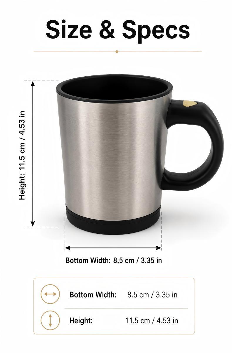 Battery-Powered Self-Stirring Mug, Automatic Mixing Cup for Coffee, Cocoa & Milk, 1Hz Gentle Mixing Drinkware for Office Use, Reusable Kitchenware, Reuse