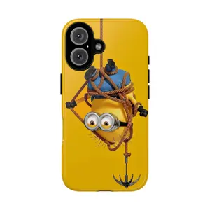 Cute Minions Phone Case Yellow Cartoon Protective Cover for iPhone 16 Pro Max 15 14 13 12 11 X Samsung Galaxy S25 S24 S23 S22 S21 Waterproof Durable