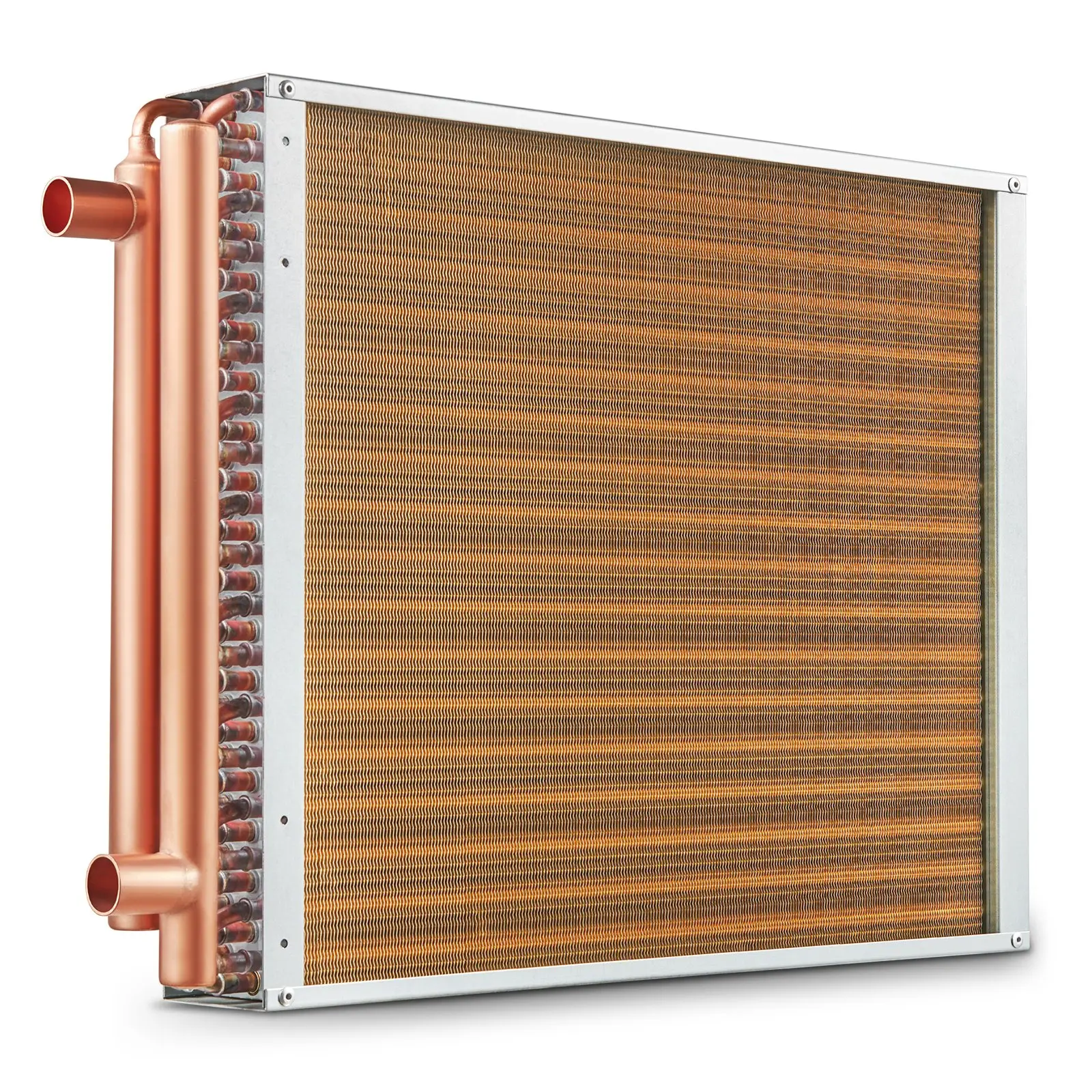 【Summerfinds】VEVOR Water-to-Air Heat Exchanger, 18"x20" Size, 3-Row 3/8" Copper Ports, 242 Aluminum Fins, -40-180°C, 160kbtu/hour, 17.64lb, 25.59x18.03x3.62in, for Outdoor Wood Furnaces & Residential Heating/Cooling, C18*20, Heat Transfer, High-Pressure V