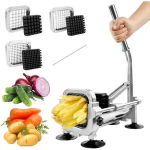 Professional  Fry  Stainless Steel with 1/4'' 3/8'' 1/2''  Manual  Slicer Veggie  Homestyle Dicer for Onions Carrots Cucumbers