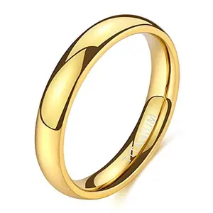 4mm Titanium Ring Men Women 14K Gold Plated Dome High Polished Wedding Band Unisex Comfort Fit Ring