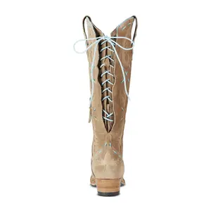 Lane Boots Reverie Knee High Corset - Latte Suede and Powder Blue