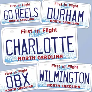 North Carolina License Plate Stickers - Choose Your NC City
