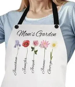 Personalized Mom's Garden Apron with Names of Children added Flower Kitchen