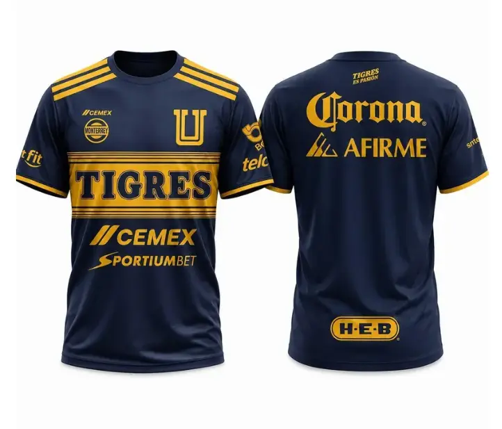 Tigres UANL Away Soccer Jersey 2026/27 – Custom Number Adult Short Sleeve Football Shirt, Breathable Quick-Dry Liga MX Fan Jersey, Sizes S–5XL