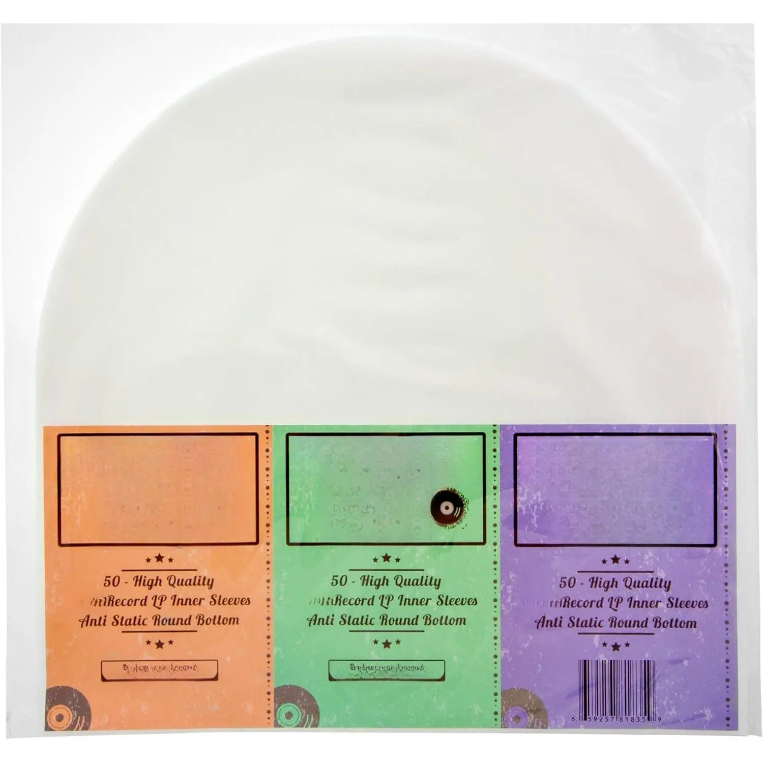 50 LP Inner Sleeves Anti Static Round Bottom 33 RPM 12" Vinyl Record Provide Your Collection with The Proper Protection - Invest In
